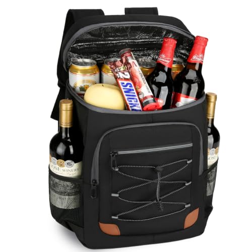 Backpack Cooler Insulated Leak Proof, Lightweight Soft Sided Cooler Backpack for Men Women, Waterproof Beach Cooler Bag Lunch Backpack for Camping Hiking Picnic Fishing Travel Outdoor - color: Black, size: 36 Cans