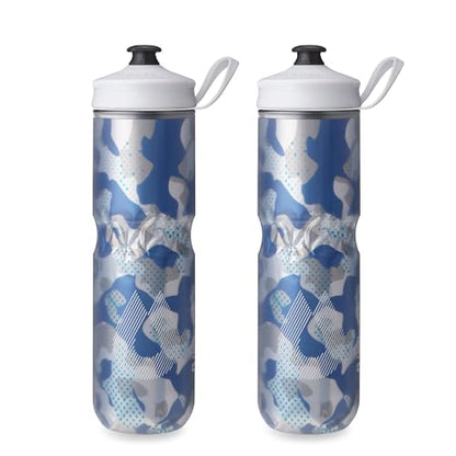 HydraPak | Polar Bottle - Polar Sport Insulated Water Bottle 2-Pack - BPA-Free, Sport & Bike Squeeze Bottle with Handle (Contender Blue, 700ml / 24oz) - color: Contender Blue, style: 24oz/700ml (2-Pack)