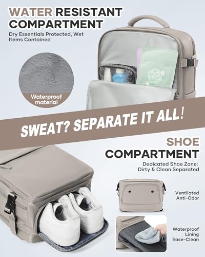 WONHOX Vacuum Seal Travel Backpack with Air Pump,Compression Vacpack Waterproof Carry On Backpack for Travel Women Men with Vacuum System,Airlines Approved Daypack Laptop Space Saver Bags,GreyBrown - color: B4-greybrown(with Air Pump)