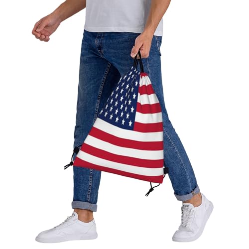 American Flag Drawstring Bag Sport Gym Backpack Beach Travel Sack Draw String Yoga Bag For Men Women - color: American Flag