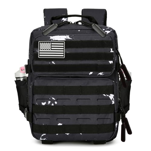9L Mini Tactical Backpack for Men and Women Tactical Backpack Small for Hiking Small Tactical Bag Fitness Pack - color: Black & White Dots