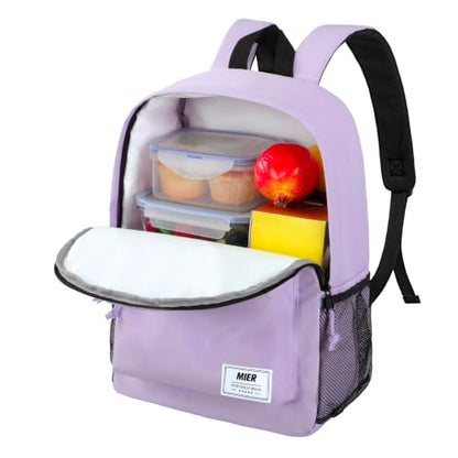 MIER Insulated Backpack Cooler Small Leakproof Lightweight Cute for Women Men to Work, Picnics, Camping, Park Day Trips, 15 L - color: purple