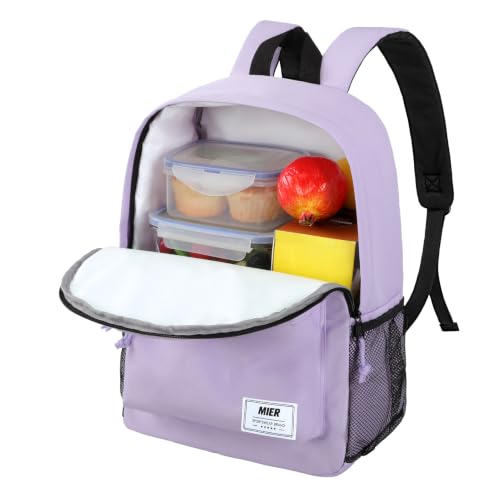 MIER Insulated Backpack Cooler Small Leakproof Lightweight Cute for Women Men to Work, Picnics, Camping, Park Day Trips, 15 L - color: purple