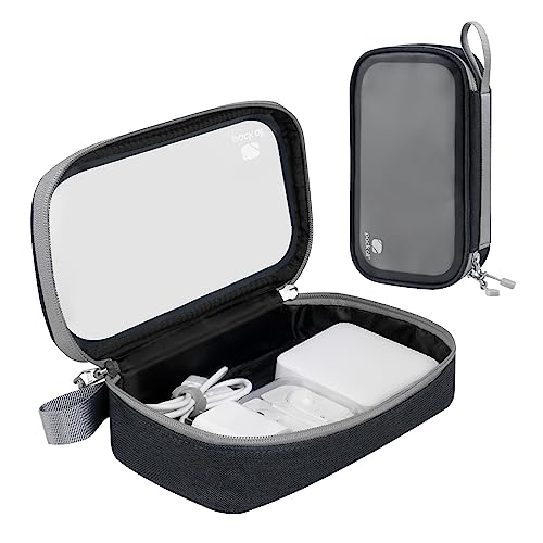 pack all Clear Electronic Organizer, TPU Cable Organizer Bag, Compact Cord Travel Organizer for Cables, Chargers, Phones, USB Cords, SD Cards (Black) - color: Black