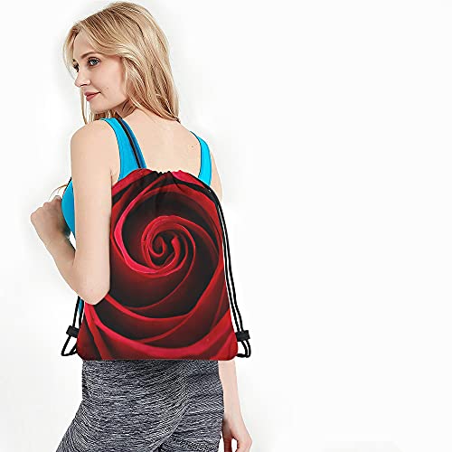 Red Rose Drawstring Bags Backpack Bag Floral Blossom Aroma Romantic Beautiful Elegant Natural Plant Pattern Sport Gym Sack Drawstring Bag String Bag Yoga Bag for Men Women - color: Multi-a31