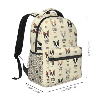 Stylish Commuter Backpack I Love French Bulldog, Lightweight Laptop Daypack for Work Office Daily and Travel - color: Pattern (239)