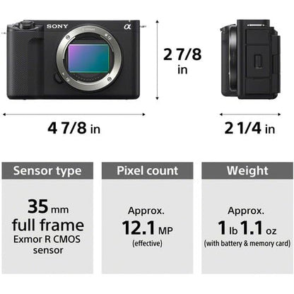 Sony ZV-E1 Mirrorless Camera (White) Bundle with Backpack, Monopod, Tripod, 2 x 64GB SD Card, & More - style: Plus