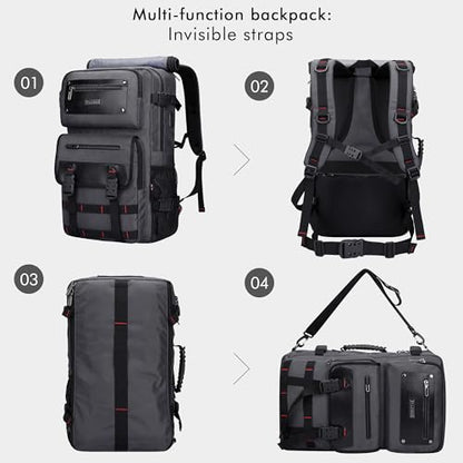 WITZMAN Travel Backpack for Men Duffle Bags Fits 17 Inch Laptop | Nylon Water-resistant 3-in-1 Carry on Backpack Airline Approved, Large Convertible Overnight Rucksack, B685 Silvery Grey - color: Silvery Grey