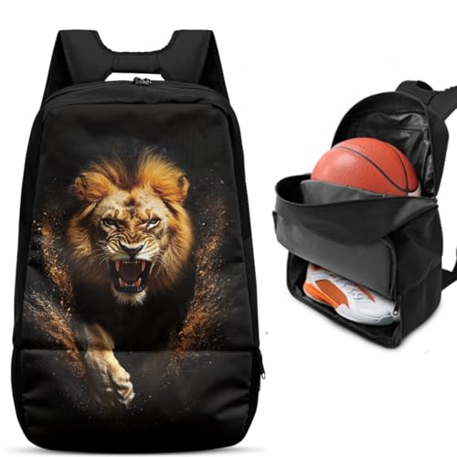 Basketball Backpack With Separate Ball Compartment And Shoes Fit Basketball Volleyball Football - color: Lion