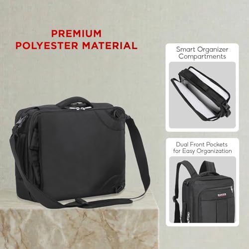 SAKOS Flash 3 in 1 Laptop Bag, 15.6 Inch Convertible Messenger, Shoulder Bag & Backpack, Water Repellent Travel Bag, Professional Work Bag for Men & Women, Briefcase with Laptop Compartment - Black - color: 5. Flash - Black
