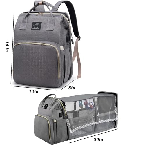 ANWTOTU Baby Diaper Bags with Changing Station,900D Oxford Waterproof Diaper Bag Backpack for Moms Dads with USB Charging Port,Large Capacity Baby Essentials(Ungrade Grey) - color: Ungrade-grey