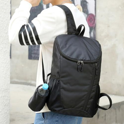Hiking Backpack, Waterproof Wearable Lightweight Backpack, Foldable Outdoor Travel Camping Daypack - color: Black