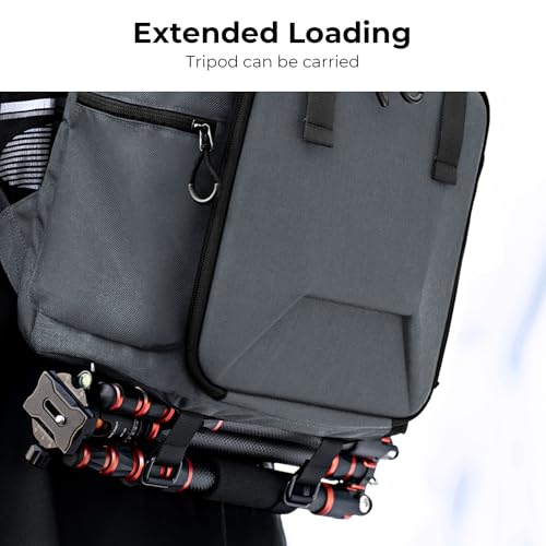 K&F CONCEPT Camera Backpack, Hard Shell Camera Bag, Large Capacity Photography Backpack with 15.6" Laptop Compartment & Tripod Holder & Rain Cover - color: Grey