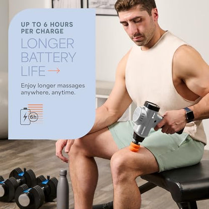 LifePro Massage Gun, Muscle Massager Gun, Massage Gun Deep Tissue, Message Gun, Muscle Massage Gun, Back Massager Gun, Percussion Massage Gun for Athletes, Includes 8 Massage Heads, 5 Speed - color: Silver