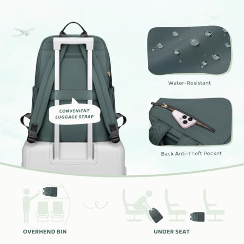 Hiking Travel Backpack for Women Casual Business Weekender Multilayer Laptop Bag,16 Inch,DarkGreen - color: A-darkgreen, size: 16 Inch