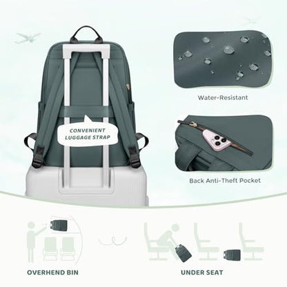 Hiking Travel Backpack for Women Casual Business Weekender Multilayer Laptop Bag,16 Inch,DarkGreen - color: A-darkgreen, size: 16 Inch