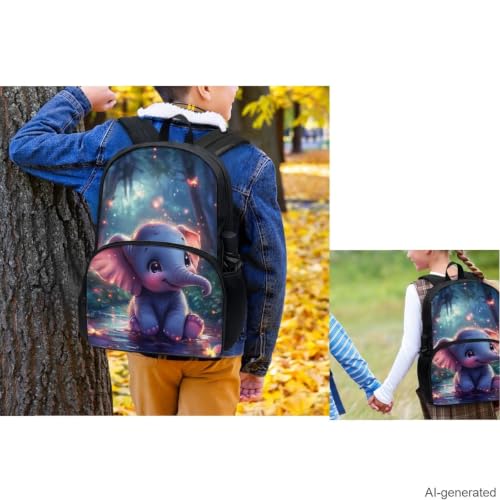 Cute Elephant Backpack for Girls Kids Backpack with Lunch Box Water Bottle Sling Bag and Soft Pencil Case 4Pcs Set 17" Lightweight Bookbag with Large Front Pocket Sturdy Elementary School Bag - color: Cute Elephant
