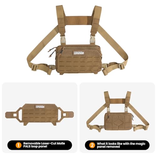 EXCELLENT ELITE SPANKER Tactical Chest Rig Pack EDC Chest Bag Molle Utility Chest Pouch for Outdoor Hunting Workouts Hiking - color: Coyote Brown