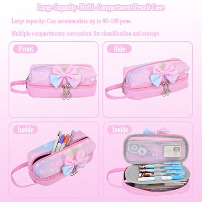 Girls Backpack Set with Lunch Box & Pencil Case, Floral Print Girls School Backpack for Elementary/Middle/High School (Rainbow) - color: Rainbow