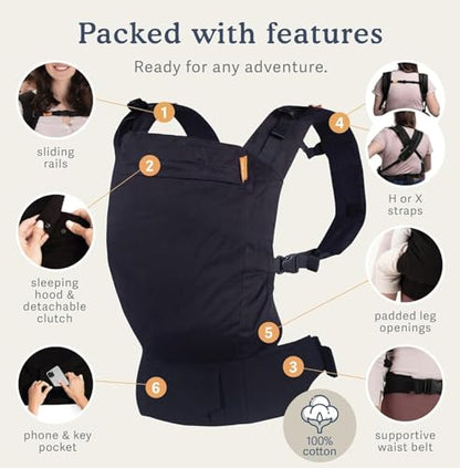 Beco Toddler Carrier with Extra Wide Seat, 100% Cotton - Front-Carry & Backpack Style - Lightweight & Ergonomic Sling Carrier for Children (24-48 Months) - Ecru - color: Ecru