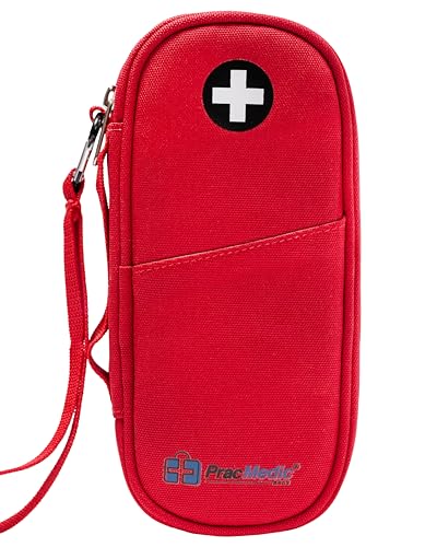 PracMedic Bags Epi Pens Carrying Case- Insulated Epipen Carry Case (Red) | Holds 2 Epi Pens, Auvi-Q or Neffy, Inhaler & Antihistamine. Medical Case for Allergy, Asthma & Diabetes Medicines. - color: Red