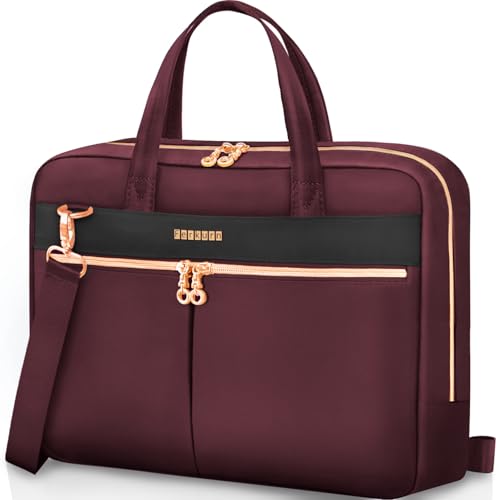 Ferkurn Laptop Bag Case Women Men Computer Bag Compatible with MacBook/HP/LG/Dell, Shoulder Strap Slim Carrying Messenger Briefcase, Wine Red, 17-17.3 Inch - color: Wine Red, size: 17-17.3 inch
