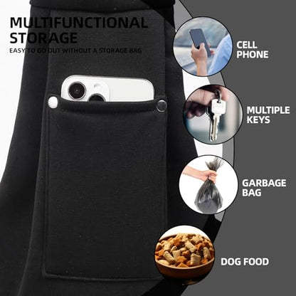 Dog Carrier Sling - Reversible Puppy Carrier Purse with Storage Pocket, Hand-Free Dog Sling Carrier for Carry Small Dogs and Cats, Travel Safety Harness, Dog and Cat Harness(Black) - color: Black