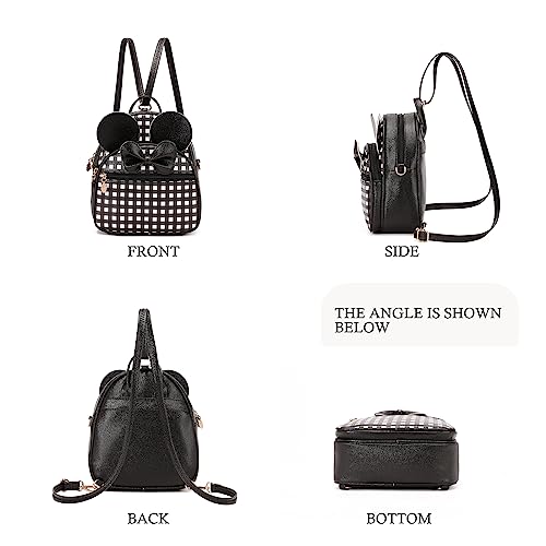 KL928 Girls Mini Backpack Bowknot Polka Dot Cute Small Daypacks Convertible Shoulder Bag Purse for Women - color: Checked