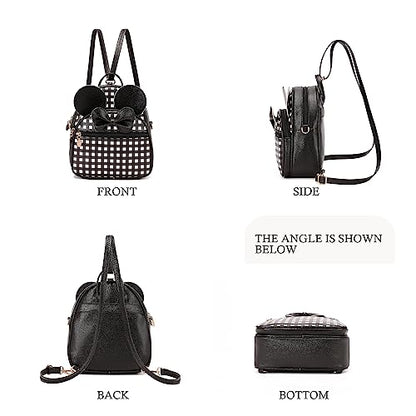 KL928 Girls Mini Backpack Bowknot Polka Dot Cute Small Daypacks Convertible Shoulder Bag Purse for Women - color: Checked