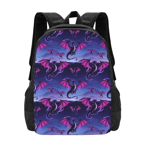 Ergonomic Padded Backpack Dragon Cartoon, Anti Theft Spacious Travel Daypack Sturdy Polyester Bag for Commute Gym Outdoor Leisure Use - color: Design (905)