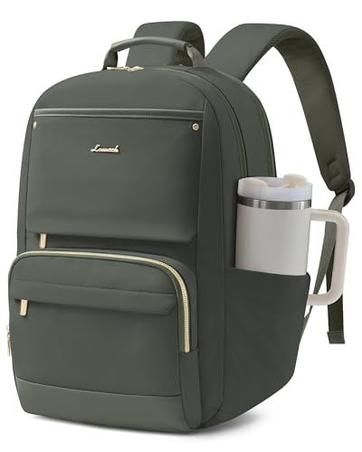 LOVEVOOK Laptop Backpack for Women with Large Capacity Cup Pocket, 15.6 inch Work Purse Travel Bag for Teacher Nurse, Waterproof Computer Business Back Pack, Bookbag for College, Green - color: Gray-green, size: 15.6 inch