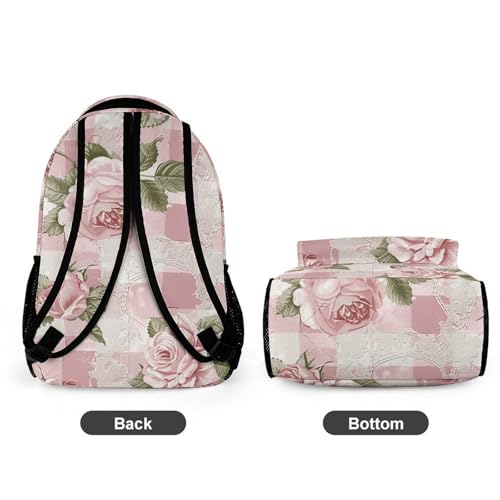 Peach Retro Pattern Backpack Large Capacity Bookbag Lightweight Schoolbag Travel Bag for Men & Women - color: Peach Retro Pattern