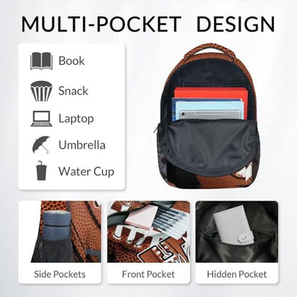 Mercuryelf Personalized Boys Football Backpack Set - Custom Monogram Bookbag for Kids/Player/Team with Adjustable Straps - color: Brown