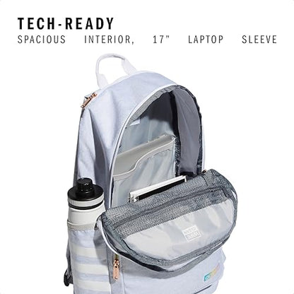 3-Stripe Classic backpack for men and women, bag with laptop sleeve - color: Jersey White/White Rainbow/4.0