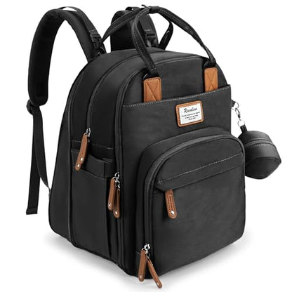 RUVALINO Diaper Bag Backpack-Expandable Baby Bag with up to 50% Capacity -Baby Essentials Bag with Changing Pad Insulated Bottle Holders & Pacifier Case, Waterproof, Black XL - color: Black