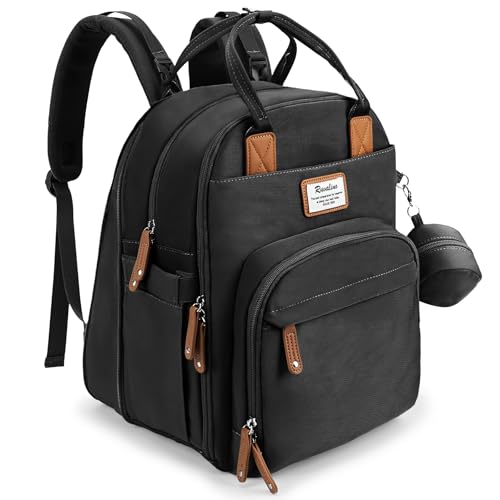 RUVALINO Diaper Bag Backpack-Expandable Baby Bag with up to 50% Capacity -Baby Essentials Bag with Changing Pad Insulated Bottle Holders & Pacifier Case, Waterproof, Black XL - color: Black