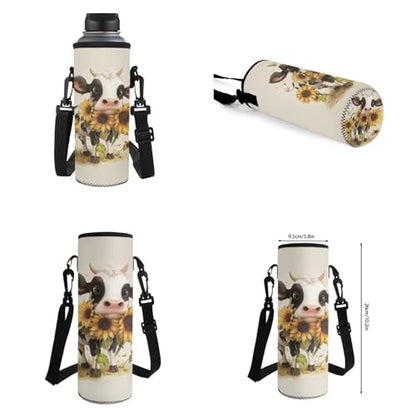 Cartoon Cow Sunflower Bookbag for Girls Boys Elementary Middle School Backpack with Lunch Box Pencil Case Water Bottle Holder Trendy School Bag 4 in 1 for Kids Back to School Supplies - color: Cartoon Cow Sunflower