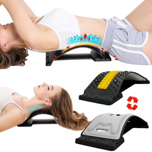Back Stretcher with Lumbar Support for Back Pain Relief - Dual-Sided 3-Level Adjustable Spinal Decompression lumbar board (Yellow) - color: Yellow