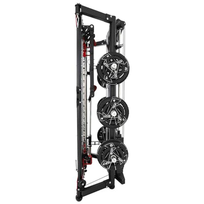Altas Strength Folding Home Gym Smith Machine with Pulley System Gym Squat Rack Weight Bar Upper Body Strength Training Leg Developer Commercial Fitness Equipment Included Accessories 3107