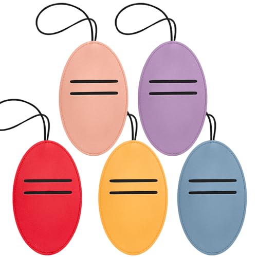 Luggage Tags 5 Pack PU Leather Luggage Tags for Suitcases Colorful Suitcase Tags for Travel Bag Baggage Name ID Tags (Blue Red Pink Purple Yellow) - color: Blue Red Pink Purple Yellow
