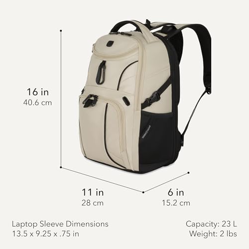 SwissGear 1900 Mini ScanSmart 16-Inch Backpack, Fits Up to 13-Inch Laptop, RFID Protection & ScanSmart TSA-Friendly Compartment, Oatmeal - color: Oatmeal