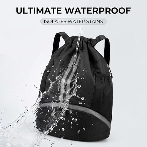 2-Pack Drawstring Backpack Bags with Shoe Compartment, Large Capacity Basketball Bag, Water-Resistant, Lightweight, for Soccer, Basketball, Sports, Swimming, Beach, Soccer Bag for Men