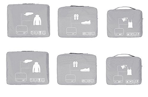 Packing Cubes Set Travel Luggage Organizers Suitcase Lightweight Accessories - color: Gray
