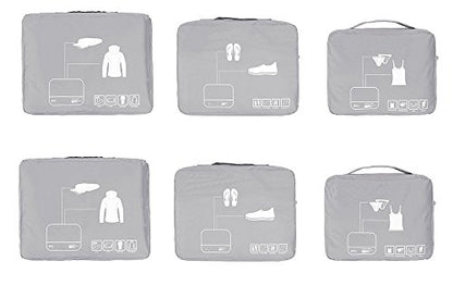 Packing Cubes Set Travel Luggage Organizers Suitcase Lightweight Accessories - color: Gray