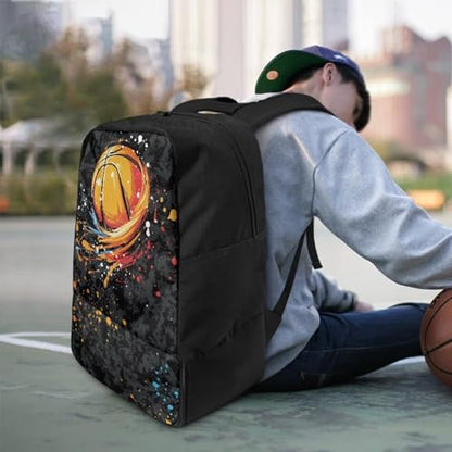18.5in Basketball Backpack Basketball Bag with Shoe Compartment & Ball Holder, Waterproof Bag for Soccer Volleyball - color: Camouflage Basketball Print