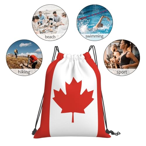 Canada Flag Drawstring Bag Sport Gym Backpack Beach Travel Sack Draw String Yoga Bag For Men Women - color: Canada Flag