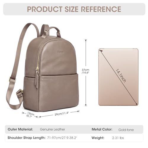 Kattee Genuine Leather Backpack Purse for Women Antitheft Rucksack Soft Work Casual Daypack Fashion - color: Brown