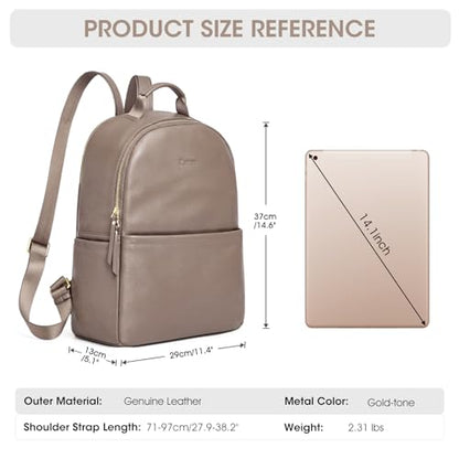 Kattee Genuine Leather Backpack Purse for Women Antitheft Rucksack Soft Work Casual Daypack Fashion - color: Brown