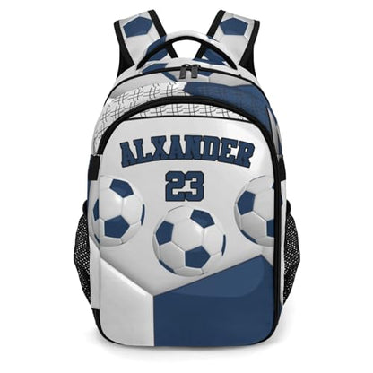 Sport Ball Athlete Player Soccer Navy Primary Elementary School Bags Middle School Book Bags Dinosaur Bookbags for Preschool Child Grandson - color: Navy