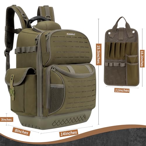 BLISSWILL Tool Bag Backpack for men,Heavy Duty Tool Backpack Bag with Waterproof Molded Base，62 Pockets/40 Loops Heavy Duty Tools Organizer Bags/Electrician/Industrial/Construction Work Backpack - color: Dark Khaki